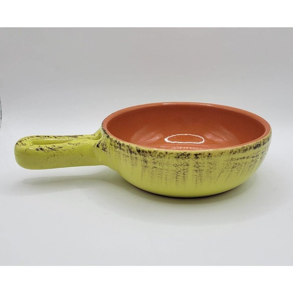 De Silva Yellow Terracotta Handled 5.5" Soup Casserole Crock Made in Italy - Picture 3 of 11